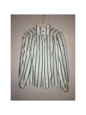 Vintage Lady Arrow Blouse Striped Button Front USA Size 10